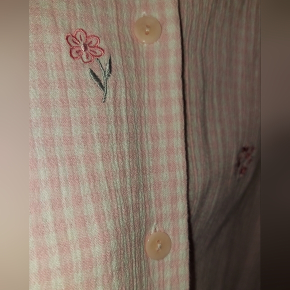 Retro Grandma Chic Pink and White Striped Button Down Top Shirt Plus Size 18W - Picture 6 of 9